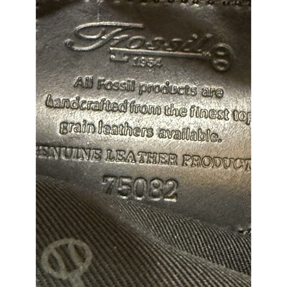 Vintage Fossil Satchel Purse Genuine Leather Black Snap Closure 75082 Handcrafte - Picture 8 of 16